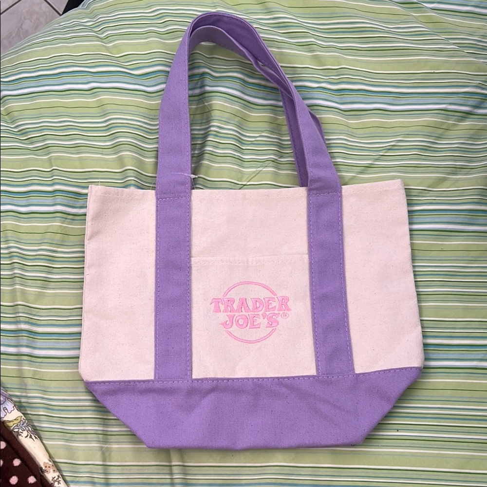Trader Joe’s Purple and Cream Tote Bag